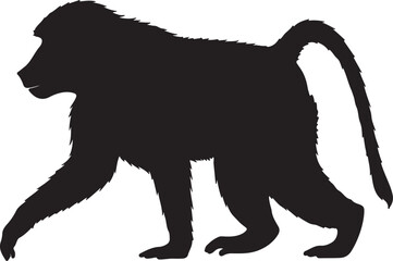 Baboon vector silhouette on white background