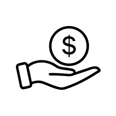 Hand Holding Coin Outline Icons