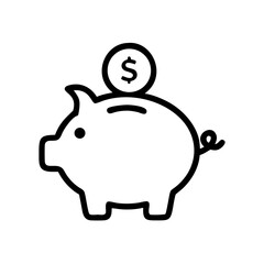 Savings Growth Outline Icons, Piggy Bank Investment Finance Security