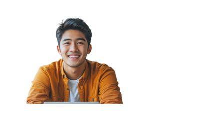 Happy Young Asian Man Smiling at Camera, Portrait