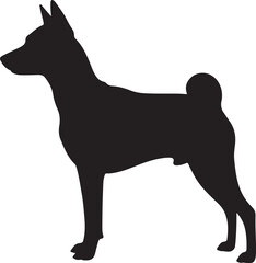 Basenji vector silhouette on white background