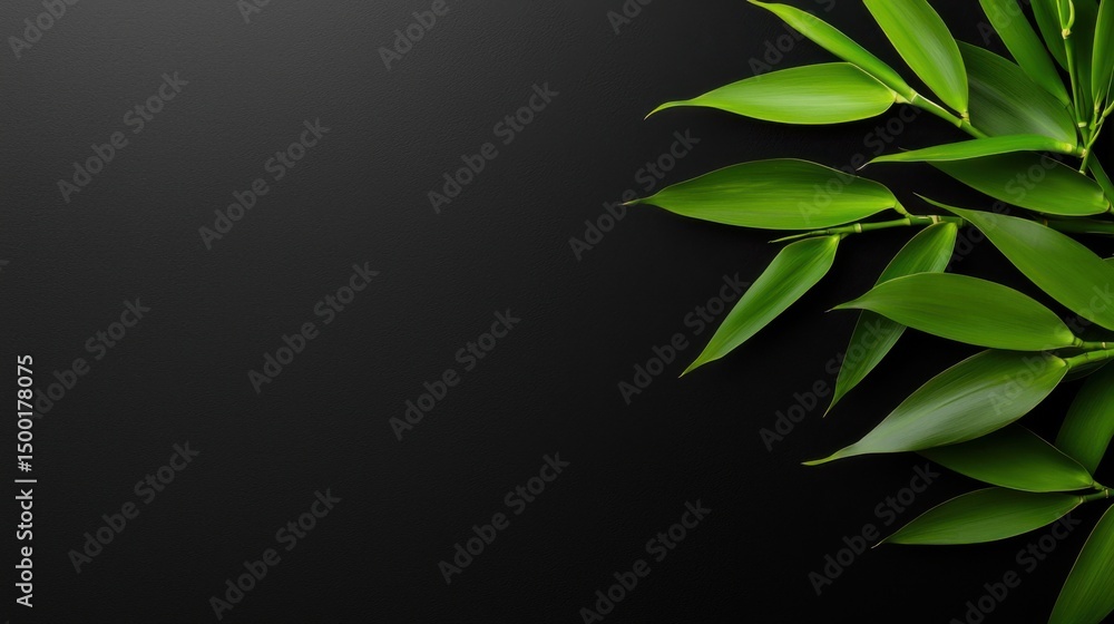 Aufkleber a black background with green leaves on it. the leaves are arranged in a way that they are not overl