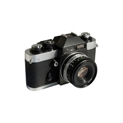 Retro Analog Camera with Silver Body