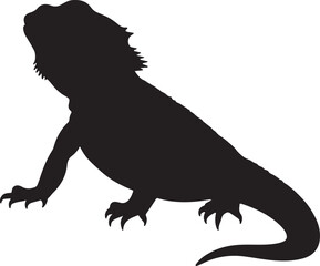 Naklejka premium Bearded Dragon vector silhouette on white background