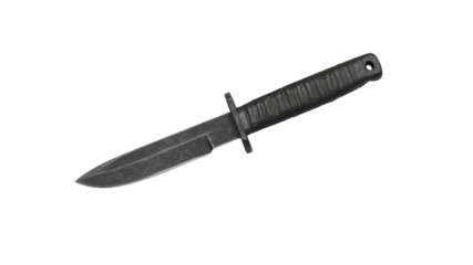 Military Style Fixed Blade Knife with Black Rubber Handle