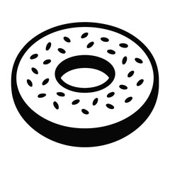 Simple Black Silhouette Sprinkled Donut Dessert Icon