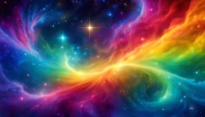 Fototapeta premium space nebulas in multicolored rainbow colors infinity concept background banner with space for text