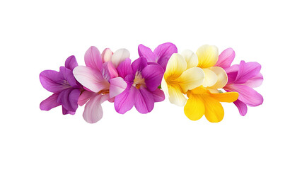 Obraz premium Vibrant Freesia Flower Arrangement Purple, Pink, and Yellow Blooms