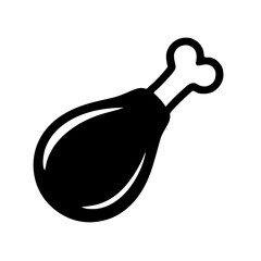 Simple Black Outline Chicken or Turkey Drumstick Icon