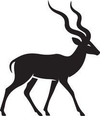 Nyala antelope silhouette graphic, animal in motion art
