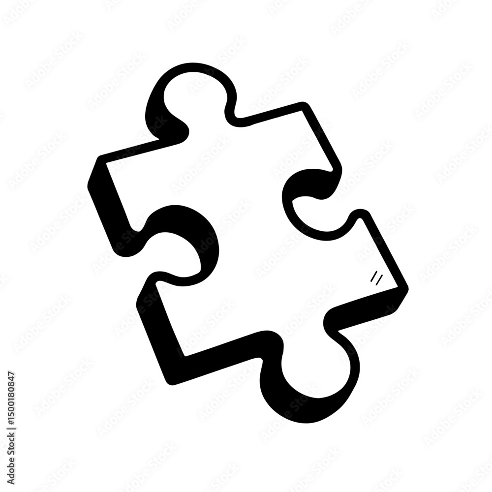 Poster puzzle piece outline icon for problem solving and integration