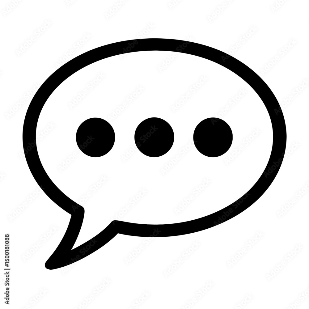 Poster Speech Bubble with Three Dots Outline Icon for Communication and Messaging