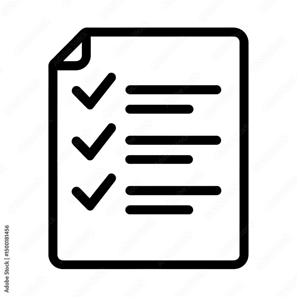 Poster simple black and white checklist document icon with checkmarks