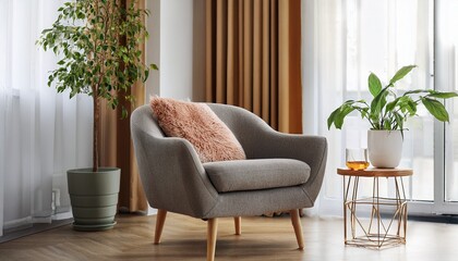 stylish modern armchair in a cozy living room