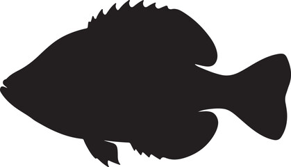 Black Crappie vector silhouette on white background