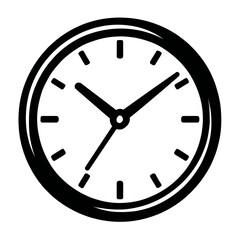 Simple Black and White Round Clock Time Icon