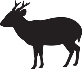 Obraz premium Black Muntjac vector silhouette on white background