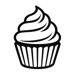 Simple Black Outline Cupcake Icon