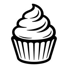 Simple Black Outline Cupcake Icon
