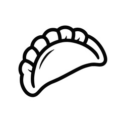Simple Black Outline Empanada or Curry Puff Icon