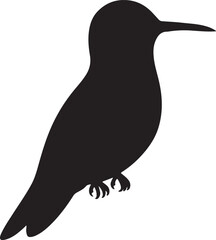 Black-chinned Hummingbird vector silhouette on white background