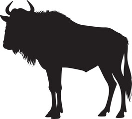 Black Wildebeest vector silhouette on white background