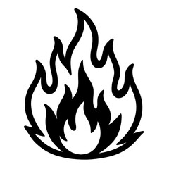 Simple Fire Flame Outline Icon for Heat and Danger