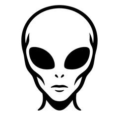 Simple Black Outline Alien Face Icon