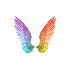 Obraz premium Rainbow feathered angel wings – fantasy, creativity, or pride-themed digital illustration