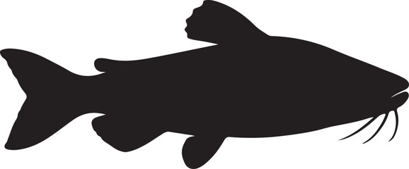 Blue Catfish vector silhouette on white background