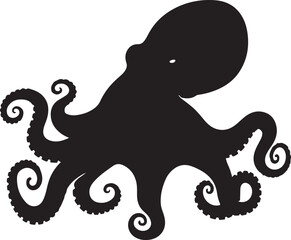 Blue-ringed Octopus vector silhouette on white background