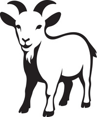 Goat graphic black and white silhouette, Stylized goat design clean look