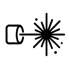 Simple Black Outline Laser Beam Icon with Sparkle Effect