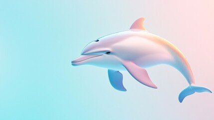 Minimalist cartoon dolphin on a soft pastel background
