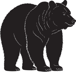 Brown Bear side view vector silhouette on white background