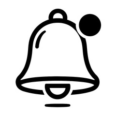 Simple Black Outline Notification Bell Icon with Dot for Alerts and Reminders