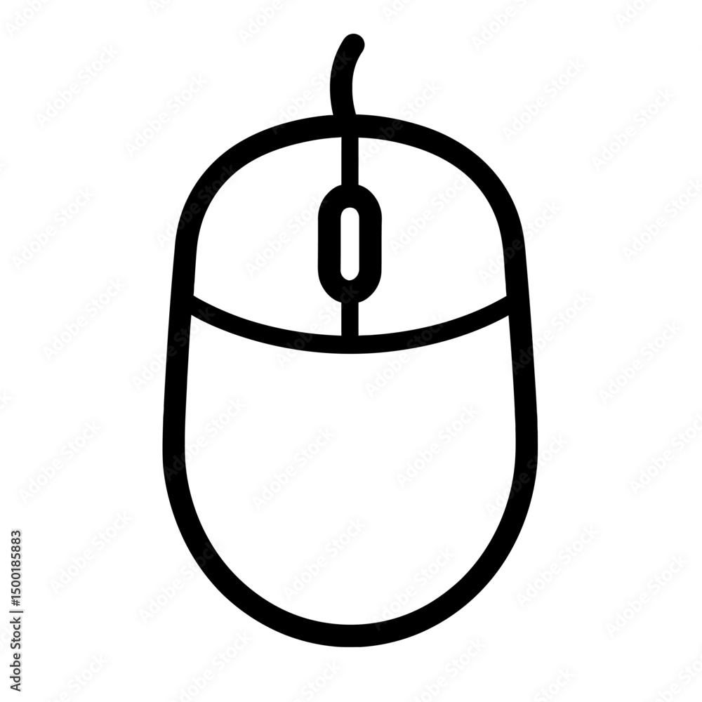 Poster simple black computer mouse outline icon for ui and technology designs