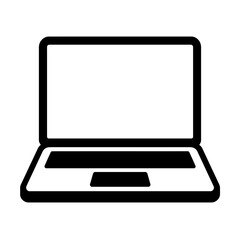 Simple Black Laptop Computer Outline Icon for Technology and Design
