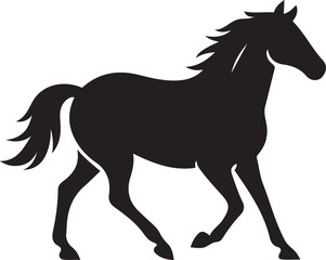 Obraz premium Running horse silhouette animal motion, Black and white galloping horse art