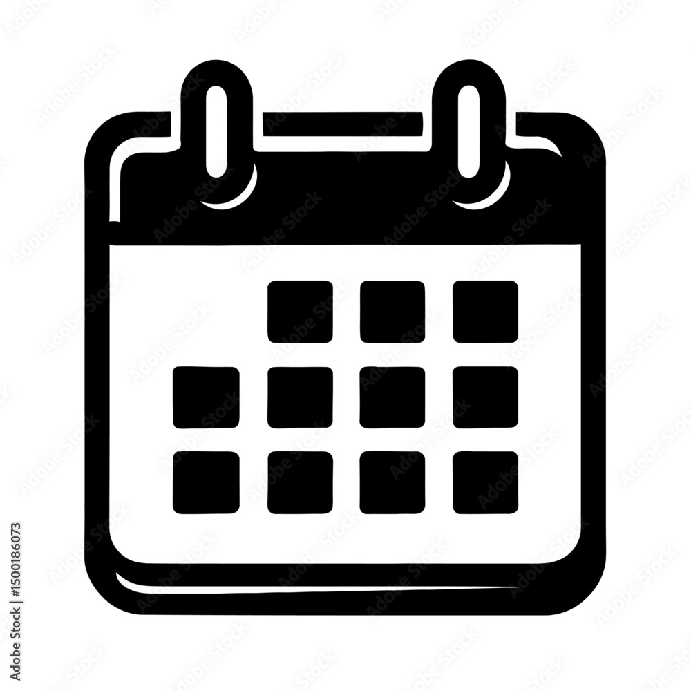 Poster minimalist black and white calendar date icon for web and app design