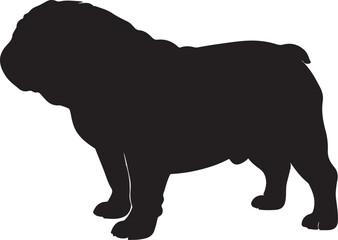 Bulldog side view vector silhouette on white background