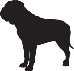 Bullmastiff dog vector silhouette on white background