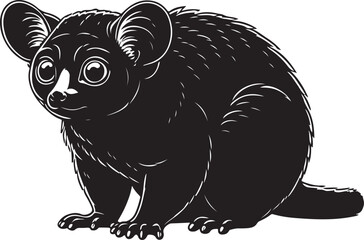 Bush Baby side view vector silhouette on white background