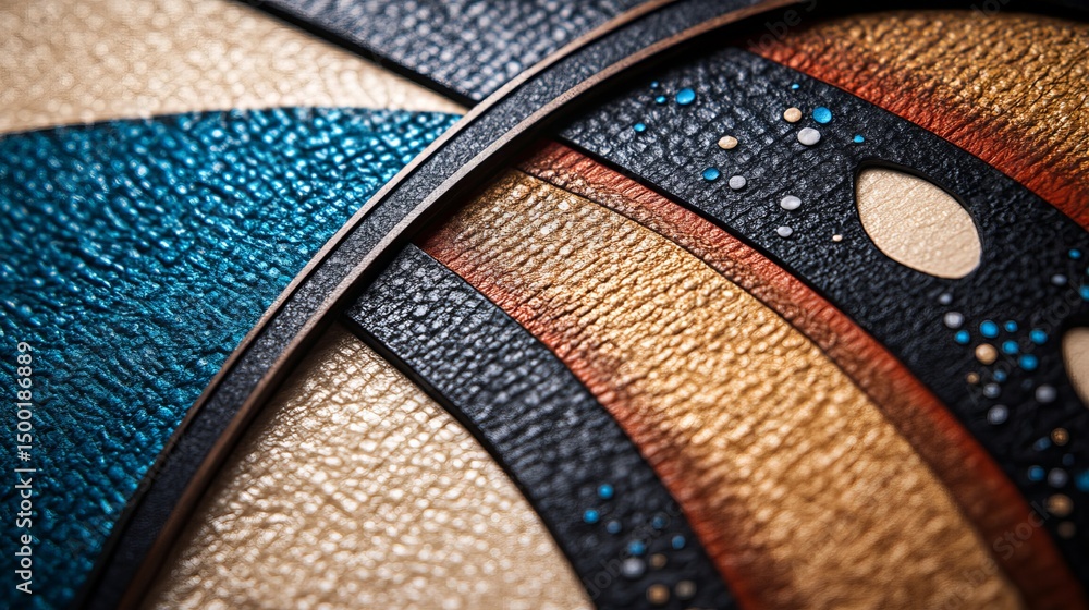 Aufkleber abstract design shows textured bands of color interwoven with dark borders creating an intricate pat