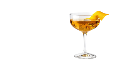 Golden Cocktail in Coupe Glass with Lemon Twist Garnish