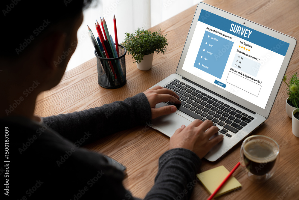 Poster online survey form for modish digital information collection on the internet network
