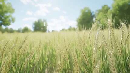 Fototapeta premium Sunny wheat field, idyllic rural landscape, nature scene, perfect for background use