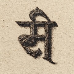Ornate Devanagari Letter. (2)