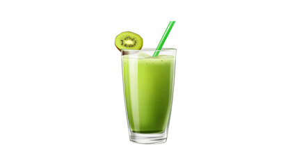 Refreshing Kiwi Smoothie in Tall Glass with Straw
