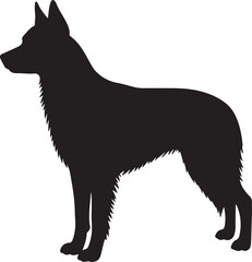 Canaan Dog side view vector silhouette on white background